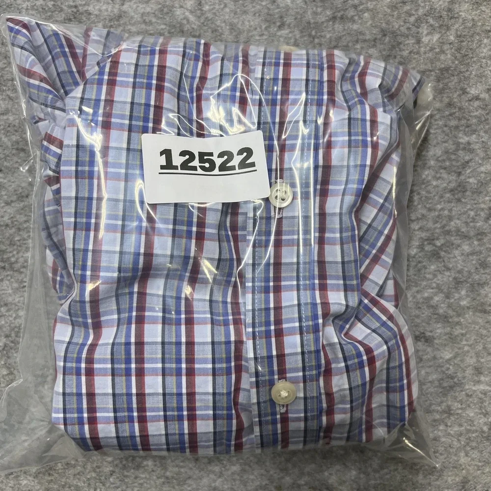 Banana Republic Shirt Mens L Blue Red Plaid Soft Wash Button Long Sleeve Preppy